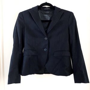 Theory Navy Blue Wool Blend Pinstripe Blazer
